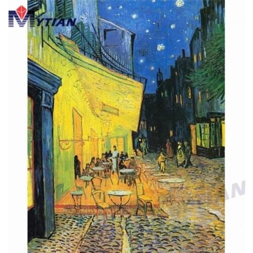 Full Square&Round Drill 5D Diamond Painting Set Van Gogh Cafe Terrace at Night Mosaic Rhinestone Cross Stitch Home Wall Sticker