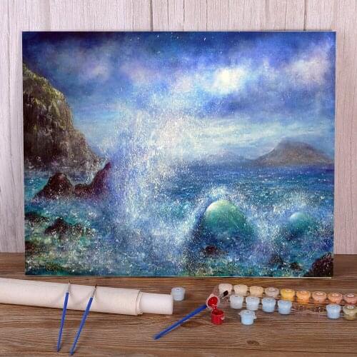 Natural Scenery Over The Waves Painting By Numbers Kit Oil Paints 50*70 Canvas Pictures Loft Wall Picture Kids Handicraft