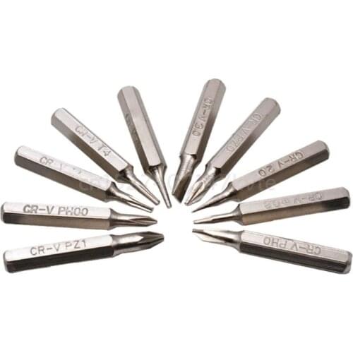 10pcs Magnetic CR-V Precision Screwdriver Bit Set PH00 PH0 Z1 Z0 3.0 2.0 1.0 T5 T4 0.8 Multifunctional Hex Torx Head Repair Tool