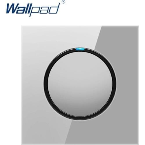 2019 Wallpad 1 Gang 1 Way Random Click Push Button Wall Light Switch With LED Indicator Grey Crystal Glass Panel 16A