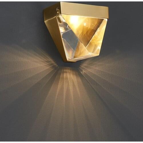 Nordic Light Luxury Clear Crystal Small Wall Lamp Art Copper Bedside Aisle Staircase Bedroom Study LED Decorative Lightings