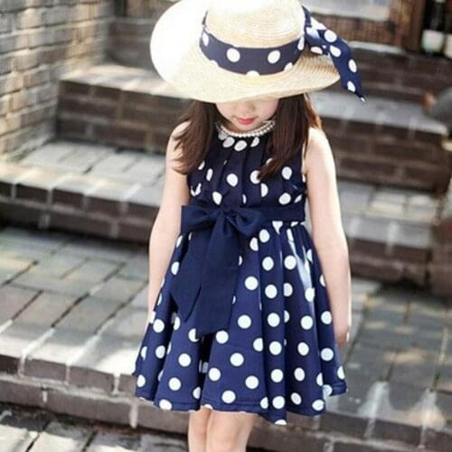 New Girls Dress Summer Polka Dot Dresses Baby Girl Wave Point Dress Kids Sleeveless Wear Casual Children Clothing