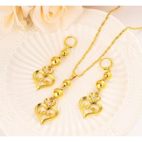 Wholesale Romantic cz stone Heart Simple Elegant gold High Quality Jewelry Sets For Girls/Women