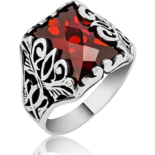 Original silver , Red Cut Off Stony Male ,Ring, Good Quality and Affordable Stony ,Rings Types