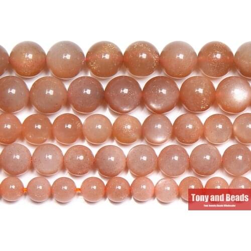 Natural Peach Sunstone Round Loose Beads 15" Strand 6 8 10MM Pick Size For Jewelry Making