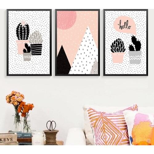 Pot Culture Mountains Abstract Cartoon Style Canvas Print Painting Wall Art Picture Poster For Kids' Room Decoration Unframed