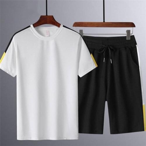 Casual Two Pieces Set Mens Summer Lightweight Quick-drying Short-sleeved T-shirts Men Shorts Pants Sportwear Two-piece Suits