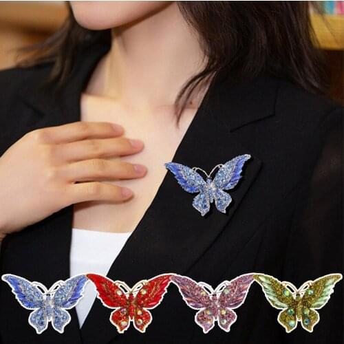 Luxury Colorful Rhinestone Crystal Alloy Butterfly Brooch Women Fashion Sparkling Brooches Female Big Size Pins Party Jewelry