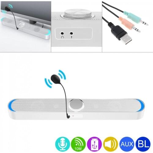 SADA V-198 Soundbars Speaker Mobile Phone Computer Universal Mini Strip Speaker Stereo Surround Sound with Microphone