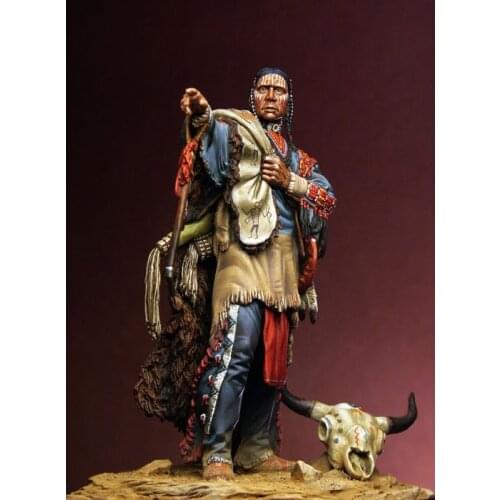 Assembly Unpainted Scale 1/24 75mm Sioux Warrior Office 75mm figure Historical Resin Model