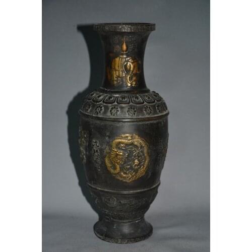 Old Chinese MingDysnsty brass VASE,Elephant&Dragon,Free shipping
