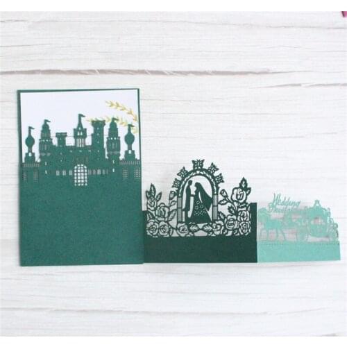 Wedding invitation cards Castle pumpkin laser cutting 50PCS