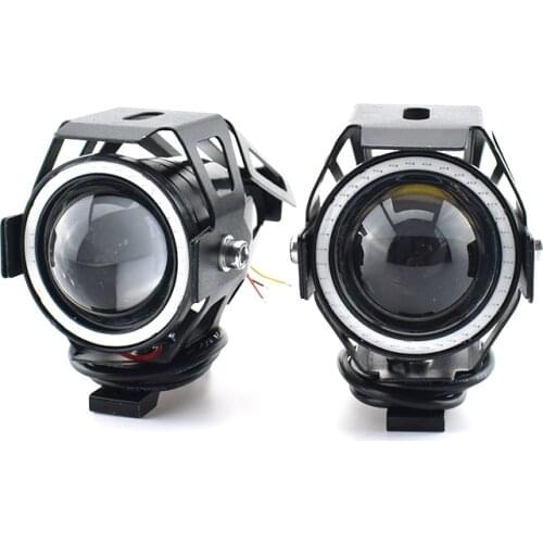 Motorcycle LED Headlight Spotlight 3000LM 125W 12V U7 LED Driving Moto Fog Angel Work Spot Head Light Motorbike Auxiliary Lamp