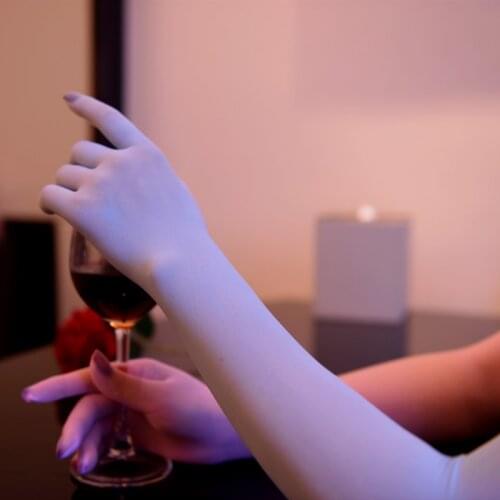 Thin Five-Finger Silk Stocking Long Glove Womens Seamless Anti-Hook Silk Beautifu Velvet Breathable Sweat Absorption Arm Gloves