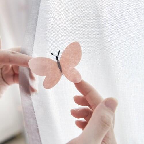 Three-dimensional butterfly Embroidered Curtains Tulle for Children Bedroom Cartoon Gray Balcony Tende Window Drapes wp434#20
