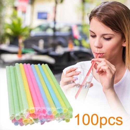 Disponsable Drink Straw 100 pieces 21 cm Multicolored Drinking Straws Sip Tube for Beverage Milkshake Milk Tea