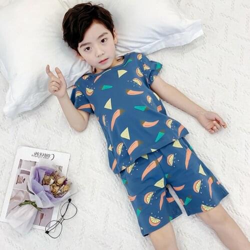 2 Piece/Set Boys Pijama Clothing Sets Soft Cotton Cute Cartoon Print Pajamas For Kids Summer Leisure Home Clothes Nighty