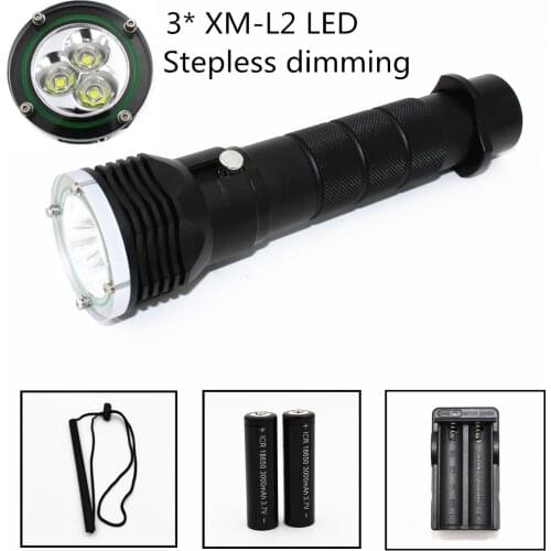 3600LM 3 x XM L2 LED Waterproof Diving Flashlight Underwater 100M Diving Torch Lanterna Outdoor Sport Camp Fishing