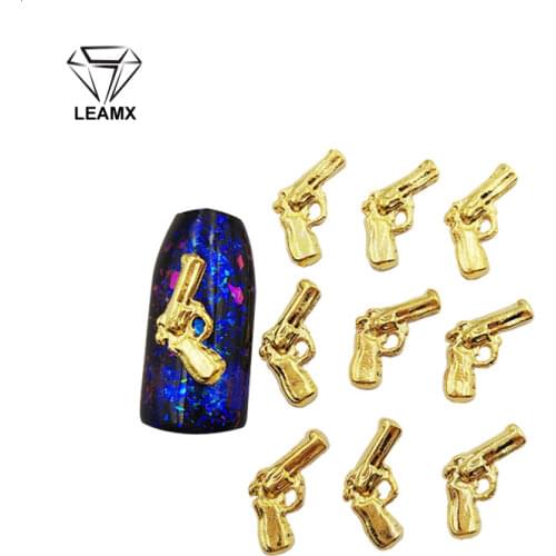 50 PCS/bag Nail Decoration Sticker 3D Pistol Shape Nail Manicure Decorative Charm Alloy Nail Stickers