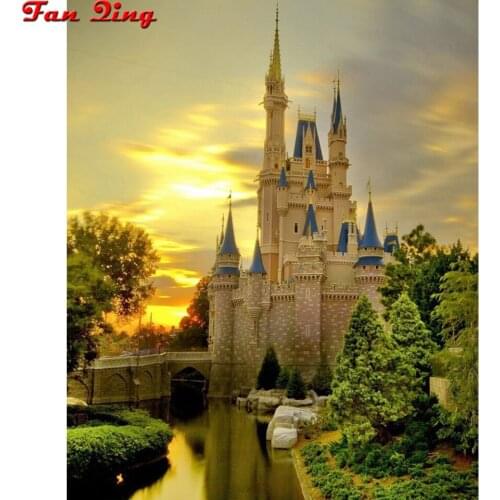 Full Square round Rhinestone 5D DIY Diamond Painting "castle" diamond Embroidery Cross Stitch Mosaic Home Decor Gift