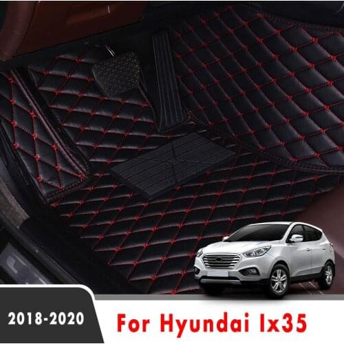 Car Floor Mats For Hyundai Ix35 2020 2019 2018 Auto Interior Carpet Custom Waterproof Protector Covers Leather Styling Foot Pads