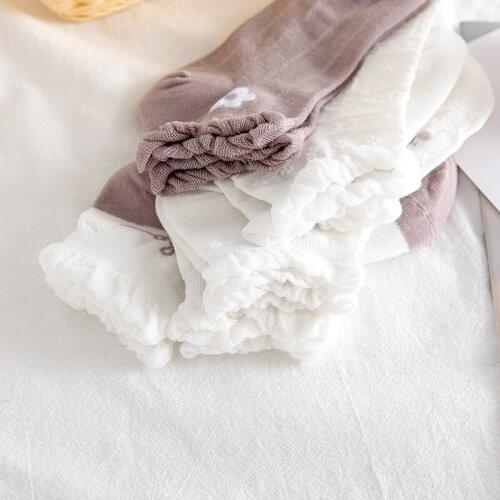 White Lace Bubble Socks Summer Thin Socks Ladies Cute Japanes y2k Socks Boat Socks Women New Cotton Socks TJ3023