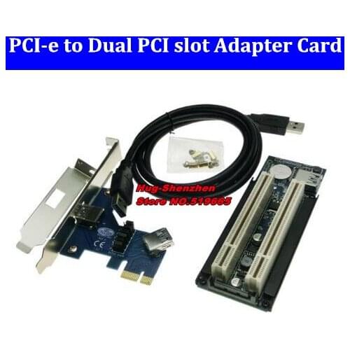 Free Shiping PCI-E X1 to Dual PCI Slot Riser Extend Adapter Card with USB 3.0 Cable for Desktop