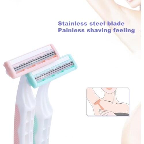 Harrow Razor T-Shaped Anti-Slip Handle 3 Layers Blade Body Hair Special Shaving Armpits Harrow knife Short Handle Classic Razor