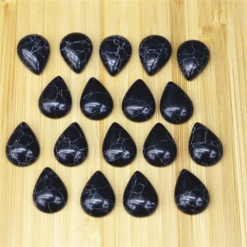Wholesale 30pcs/batch of Fashionable and High-quality Black Turquoises Drop-shaped Cabochon Beads 13x18mm, Free To Make Jewelry