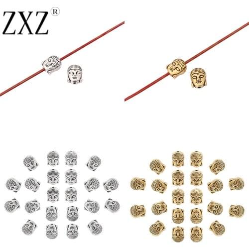 ZXZ 20pcs Gold Tone 3D Buddha Head Spacer Beads Charms for DIY Bracelet Jewelry Making Findings 11x9x8mm