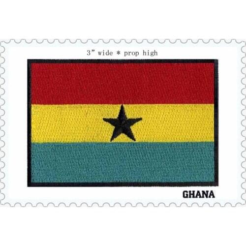 Iron on patches 3" wide embroidery flag patch of GHANA kids applique