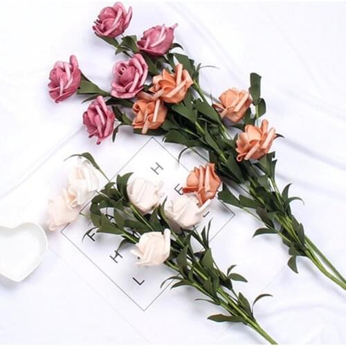 1 Bouquet Simulation Rose Vintage No Withering TPE European-style Decoration Simulation Flower for Party