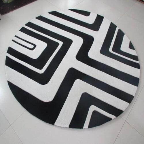 Simple black and white pattern circular carpet yoga mat thick hand soundproof non-slip carpet living room carpet rugs