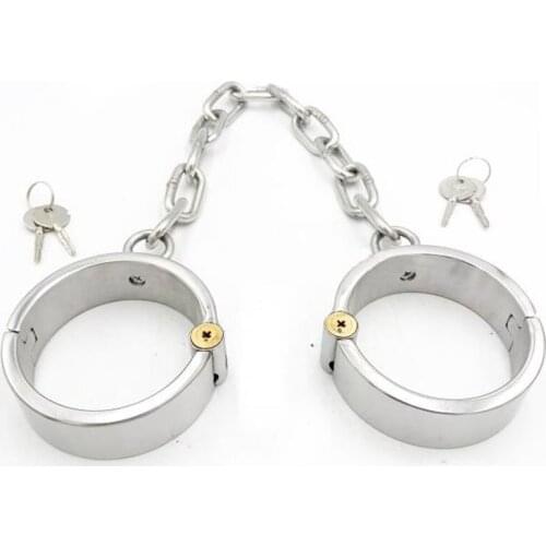 Round Lock Handcuffs Stainless Steel Leg Irons Ankle Cuffs Couples Sex Toys For Men Women Fetish Bondage Adult Slave Restraints