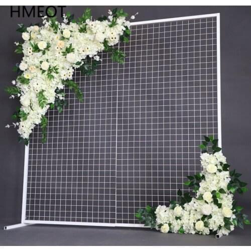 Square Wedding Wrought Iron Grid Arch Screen Frame Artificial Flower Shelf Party Mariage Stage Backdrop Decoration Flower Stand