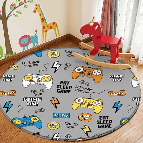 Fashion Cartoon Kid Round Carpets Non-Slip Flannel Carpet For Living Room Study Mat Absorbent Decor Washable Bedroom Rugs Area