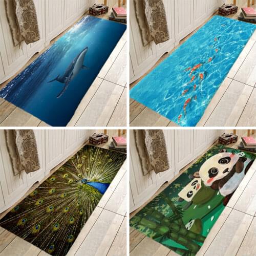 Cartoon Panda Shark Sea Fish Peacock Cat Kitchen Entrance Door Mat Anti-slip Floor Rug Bathroom Area Hallway Free Shipping