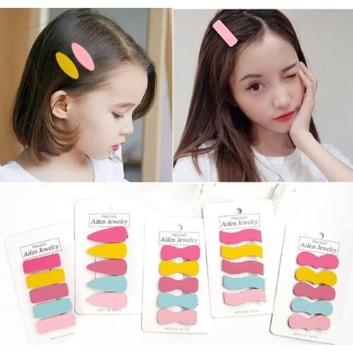5pcs/card Fashion New Women Hairpin Children Colorful Barrettes Korean Hair Clip Girls Kids Cute Chic Hair Accessories Headwear