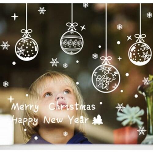 DIY Merry Christmas Wall Stickers Showcase Window Glass Festival Decals Santa Murals New Year Christmas Decorations for Home