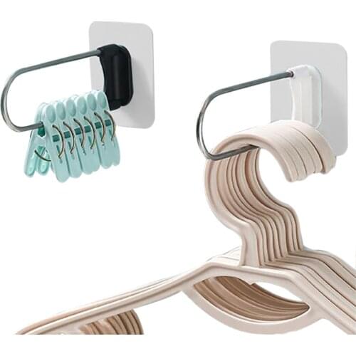 Stainless Steel Clothes Hanger Holder U Shape Self Adhesive Hanger Organizer Rack for Closet Tidier Laundry Room Hanger Stacker