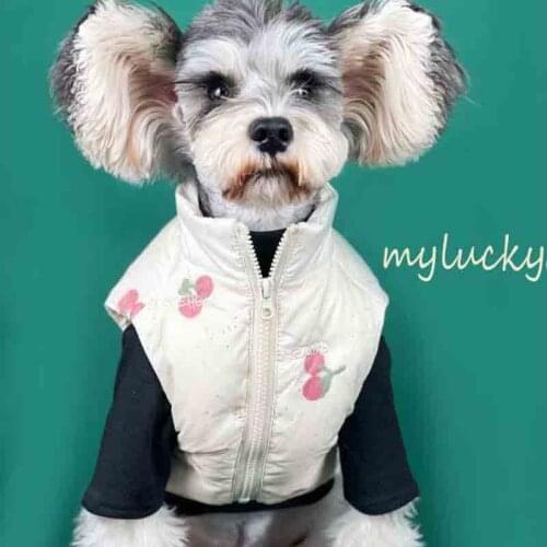 Dog clothes autumn and winter warm cherry vest Teddy Schnauzer Bomei French fighting small and medium-sized dog pet down jacket