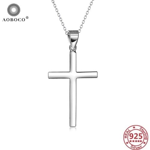AOBOCO 925 Sterling Silver Cross Pendant Necklaces Silver 925 Chain Womens Jewelry Graduation Gifts Mothers Day Gifts Necklace