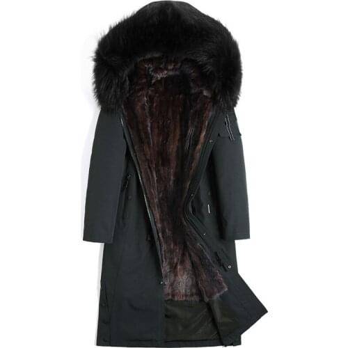Real Fur Coat Natural Mink Fur Liner Parka Real Raccoon Fur Collar Jacket Mink Fur Coat Winter Jacket Men Plus Size 4528 YY728