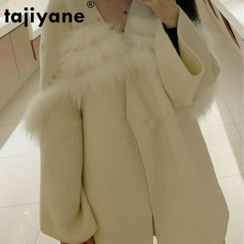 Coat Autumn Spring Women Clothes 2021 Korean Vintage Wool Jacket Raccoon Dog Fur Coat White Women Tops Abrigo Mujer ZT3180