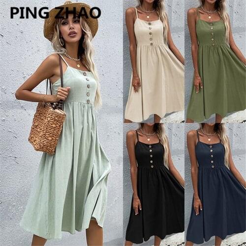 PING ZHAO Summer Dresses With Buttons