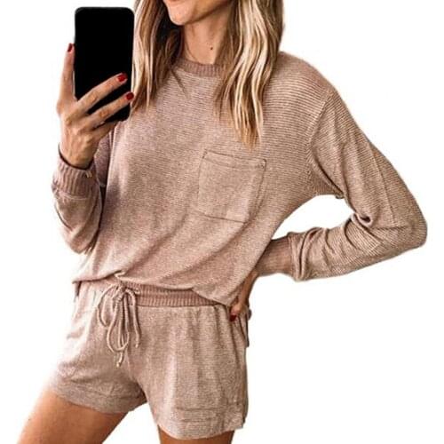 Lady Home Sleepwear Suit Sleepwear Long Sleeves Skin-friendly Polyester Round Neck Pajamas Suit for Home Quality Pajamas Casual