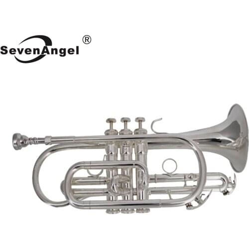 SevenAngel Cornet Bb Flat trumpet Professional Silver plated Trompeta with mouthpiece and Carry Case Musical Instrument