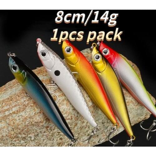 Long Shot Submersible Pencil Lure Bait Laser Double Hook Blood Groove Hook Fake Bait Alice Mouth Bass Black Fish Artificial Bait
