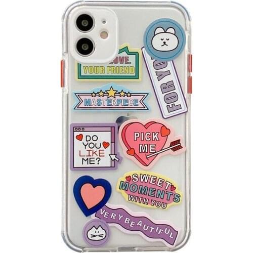 Anti-Fall Cute Pattern Phone Case for Iphone 7 8 X 11 12 Lovely Soft Phone Cover for Iphone 12 Pro Max Case With Doodle pattern