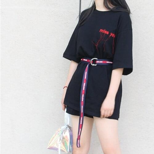 Fashion Ceinture Femme Korean Ulzzang Harajuku Colorful Striped Letter Canvas Belts For Women Casual Double Buckle Designer Belt